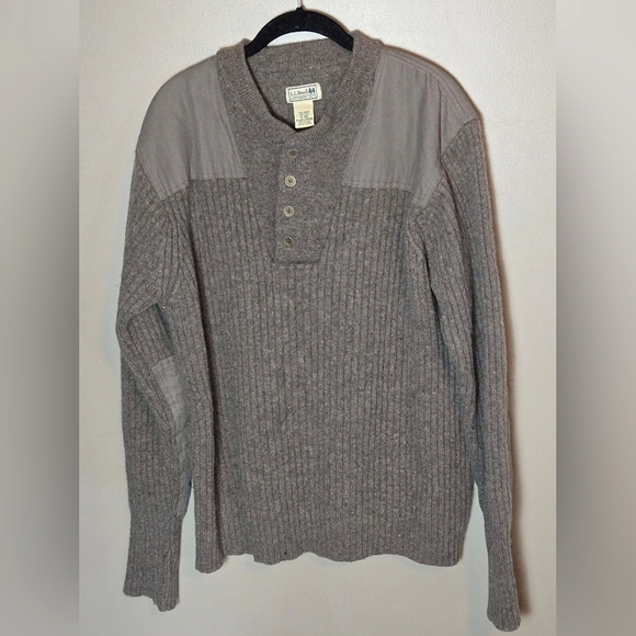 Mens Vintage L.L. Bean 100% Wool Heritage Old Money Cabincore Henley Sweater, XL - Picture 1 of 4